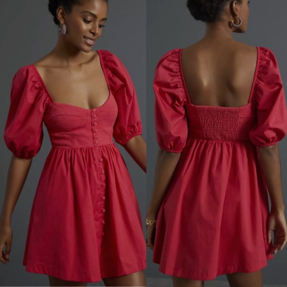 Anthropologie Dresses & Skirts - NWT Anthropologie Maeve Puff-Sleeved Sweetheart Mini Dress